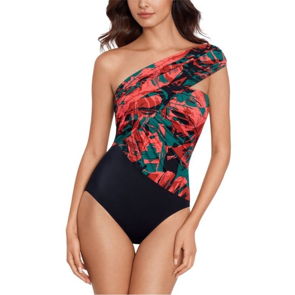 Magicsuit Livin Lush Colorblock Goddess One Shoulder One Piece Swimsuit Size 10